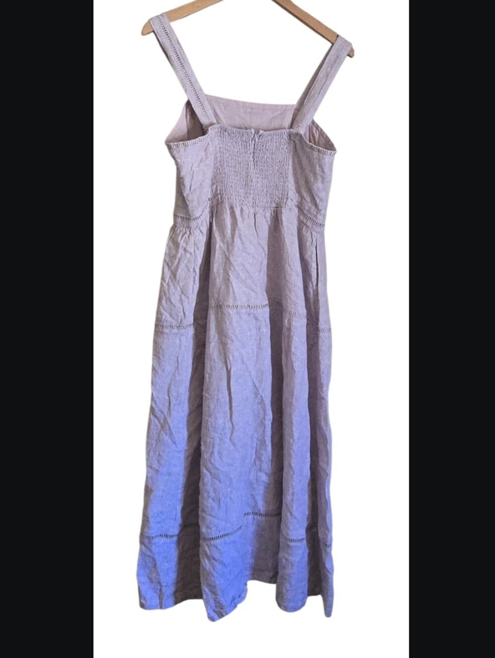 Quince European Linen Ladder Stitch Midi Dress Mauve Rose Lilac Lavender - Picture 2 of 4